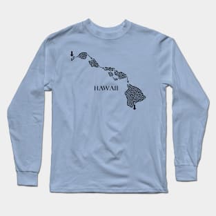 Hawaii State Outline Maze & Labyrinth Long Sleeve T-Shirt